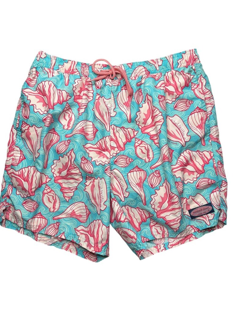 Vineyard Vines Swim Trunks SeaShell Print Size Large Mens Blue Pink